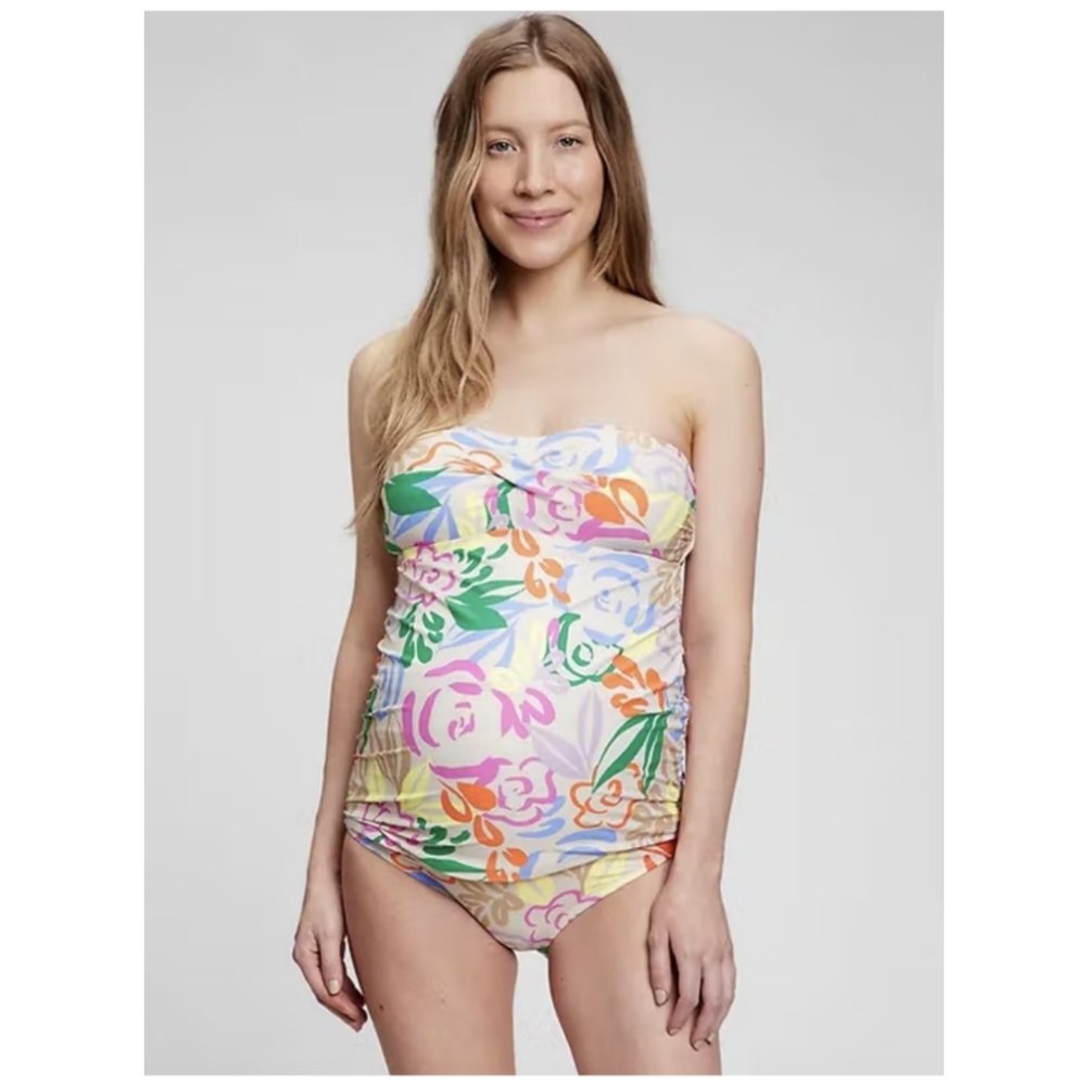 Maternity Retro Floral Print Tankini Bathingsuit